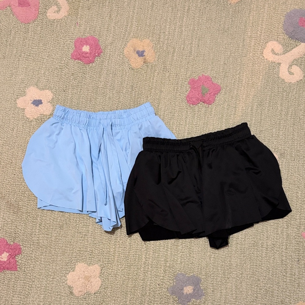 btween Light Blue and Black Girls' Athletic Shorts Bundle